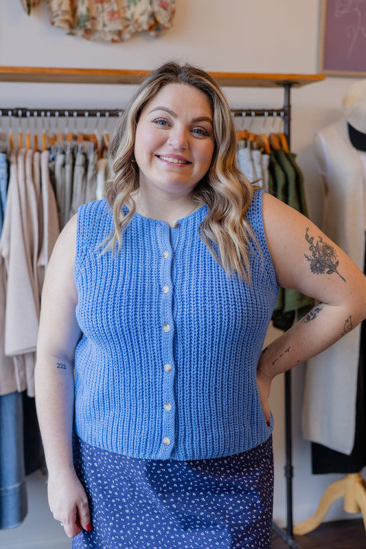 Textured Button-Up Sweater Vest