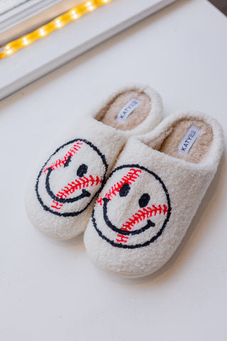 Baseball Happy Face Slippers