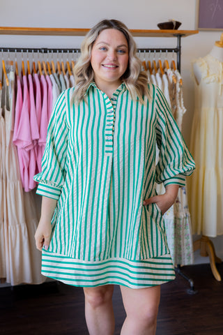 Stripe Collared Mini Dress