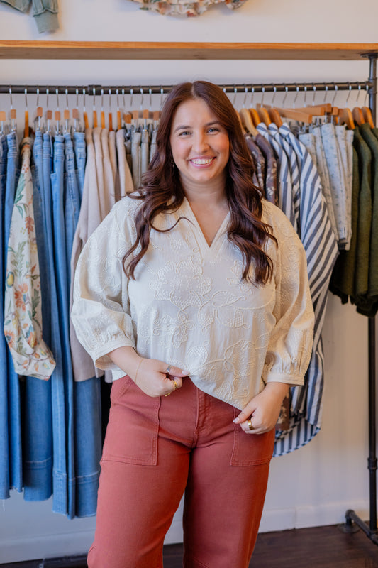 Embroidered Botanical Blouse