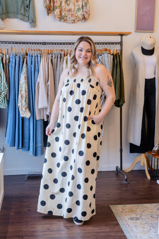 Polka Dot Linen Blend Dress