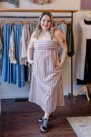 Contrast Striped Midi Dress