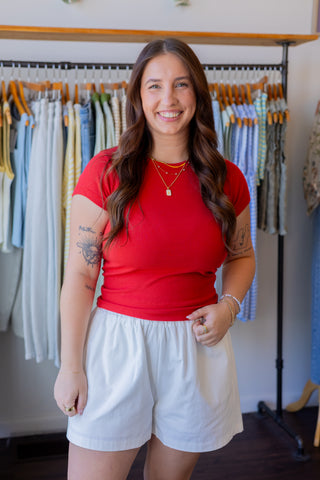 Basic Ribbed Short Sleeve Top