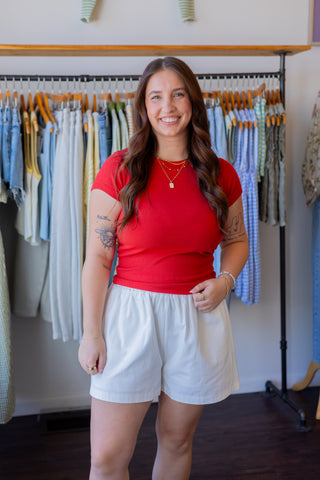 Basic Ribbed Short Sleeve Top