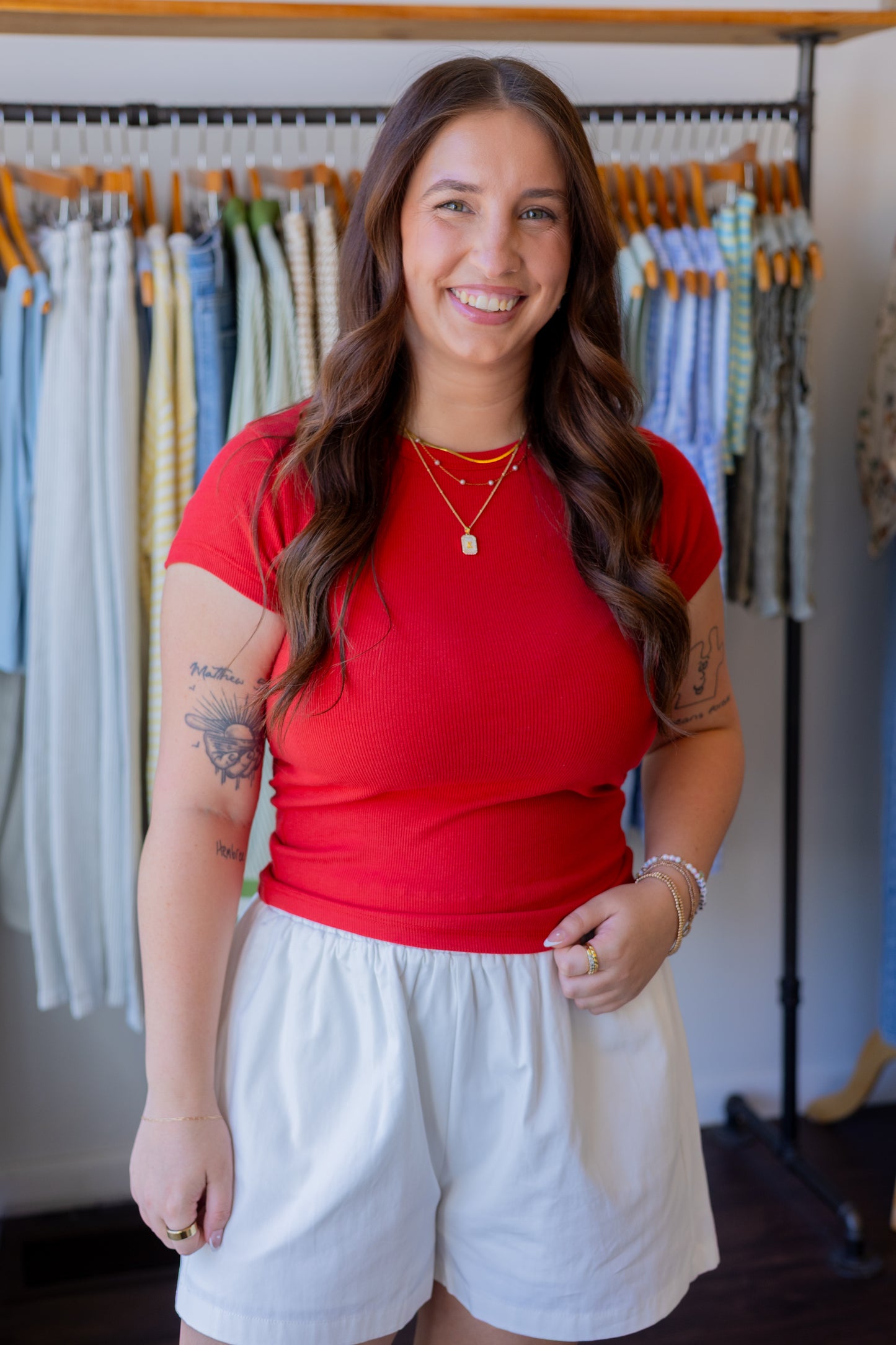 Basic Ribbed Short Sleeve Top