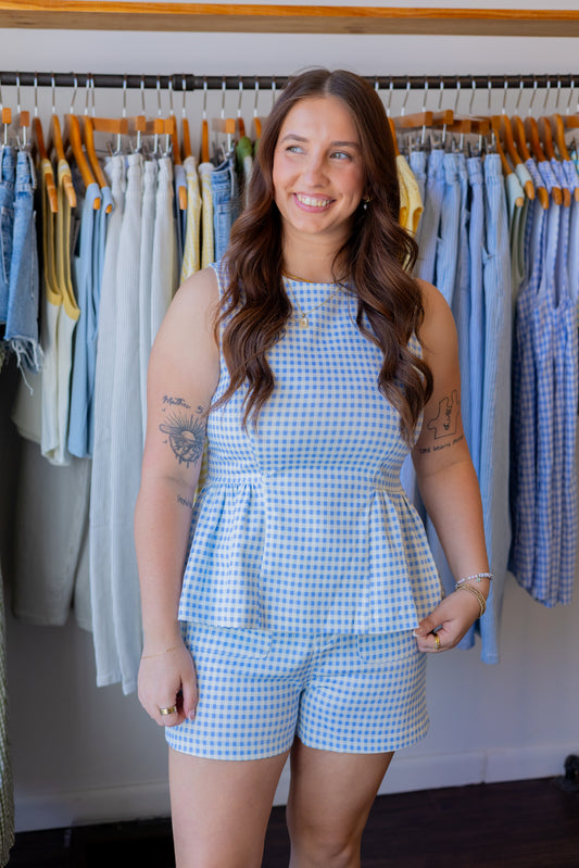 Gingham Utility Pocket Shorts