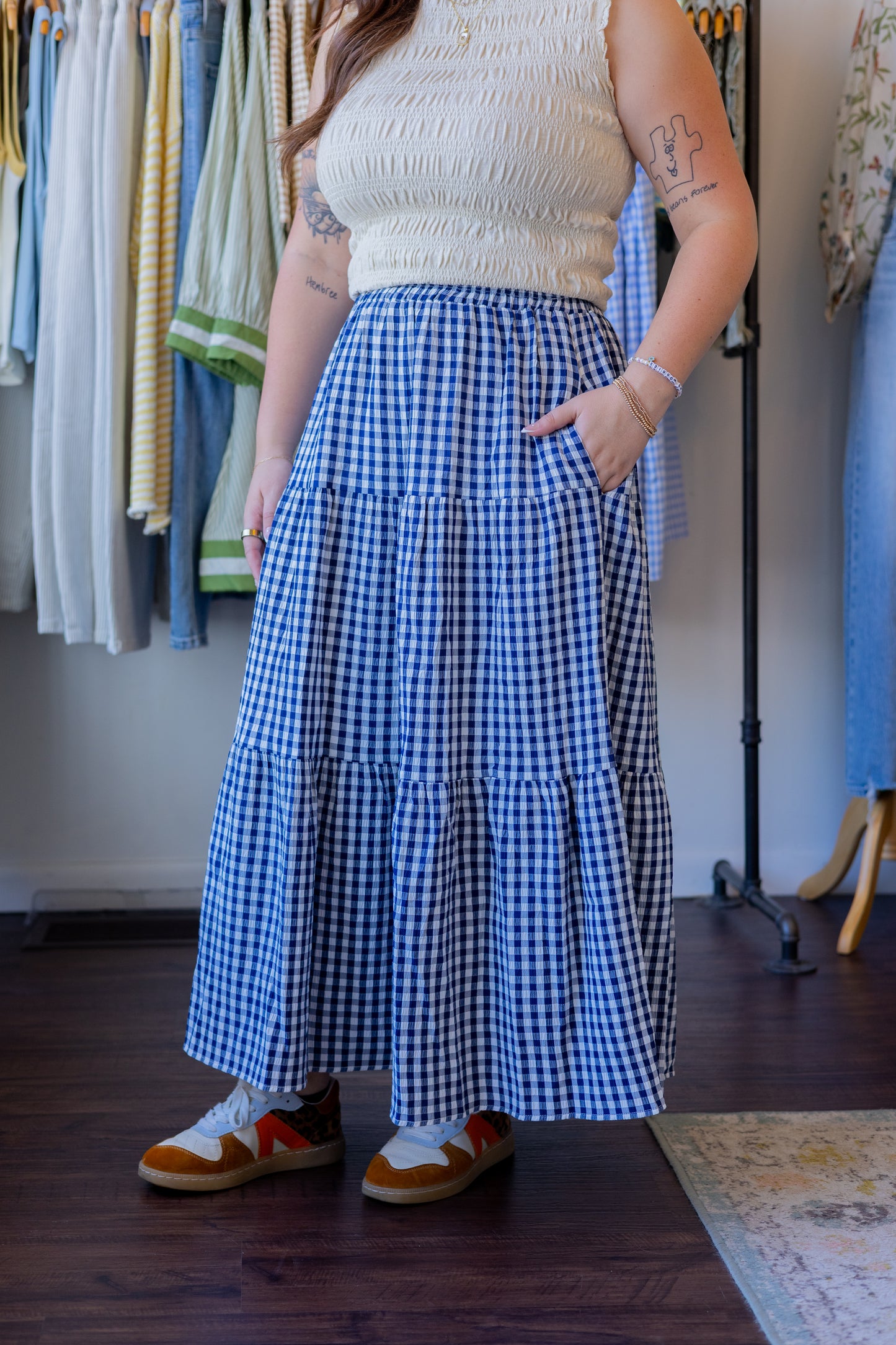 Gingham Midi Skirt