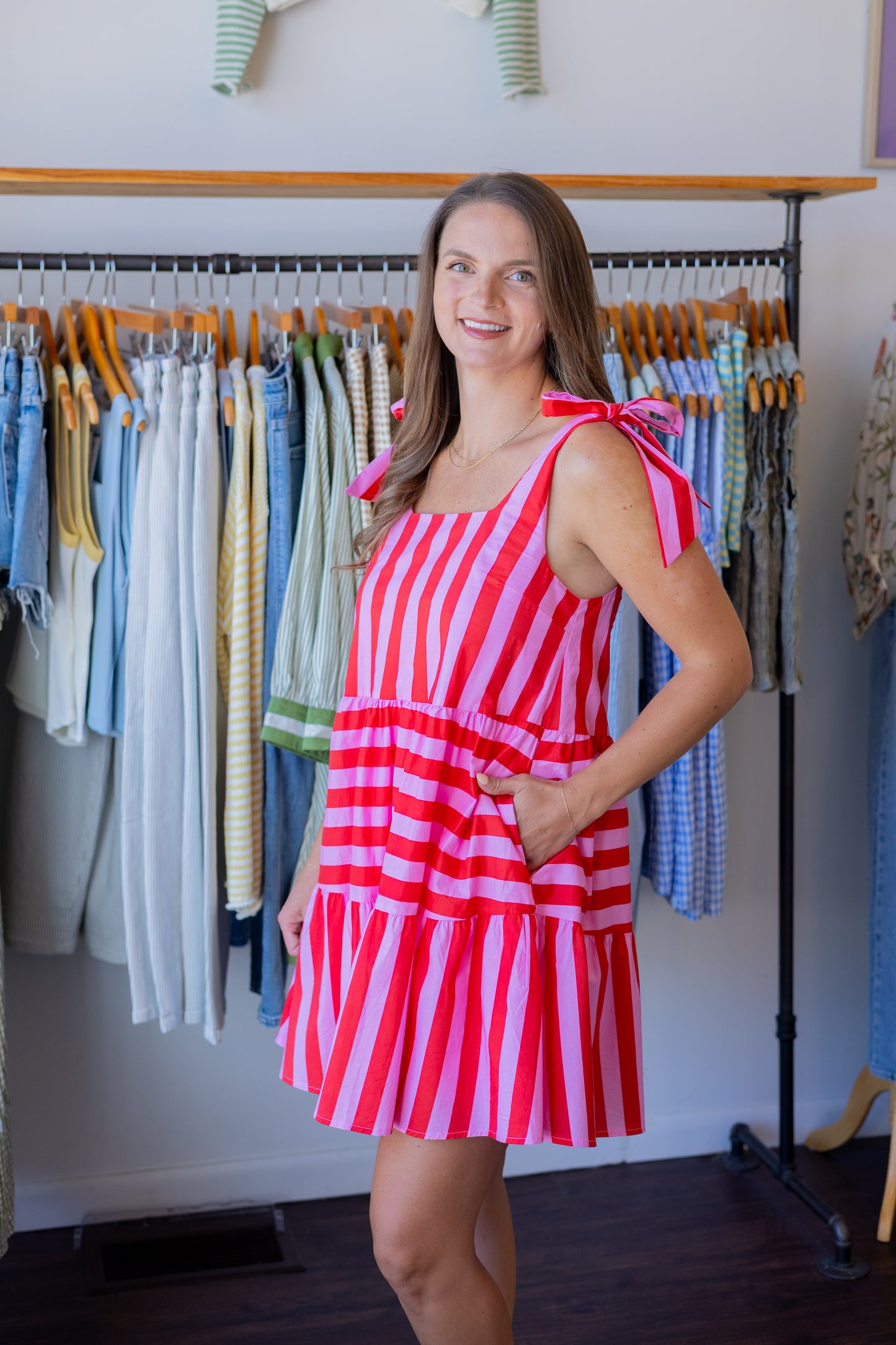 Striped Tie Strap Dress