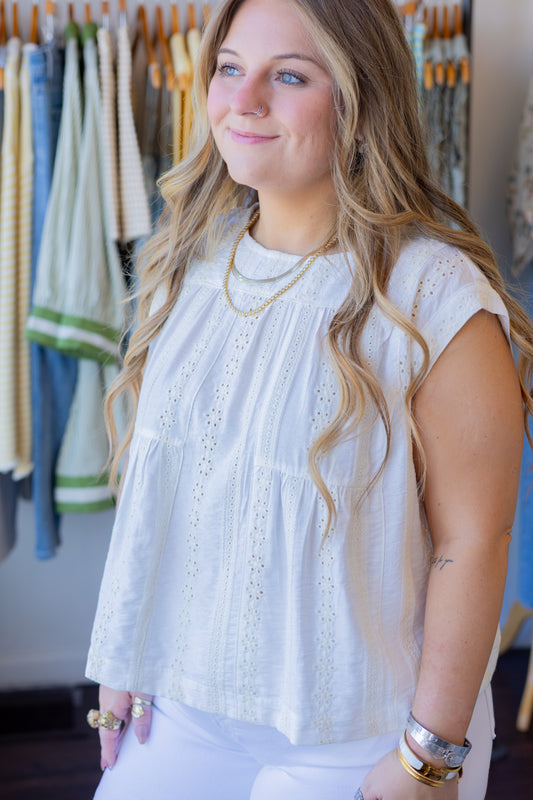 Floral Embroidered Sleeveless Blouse
