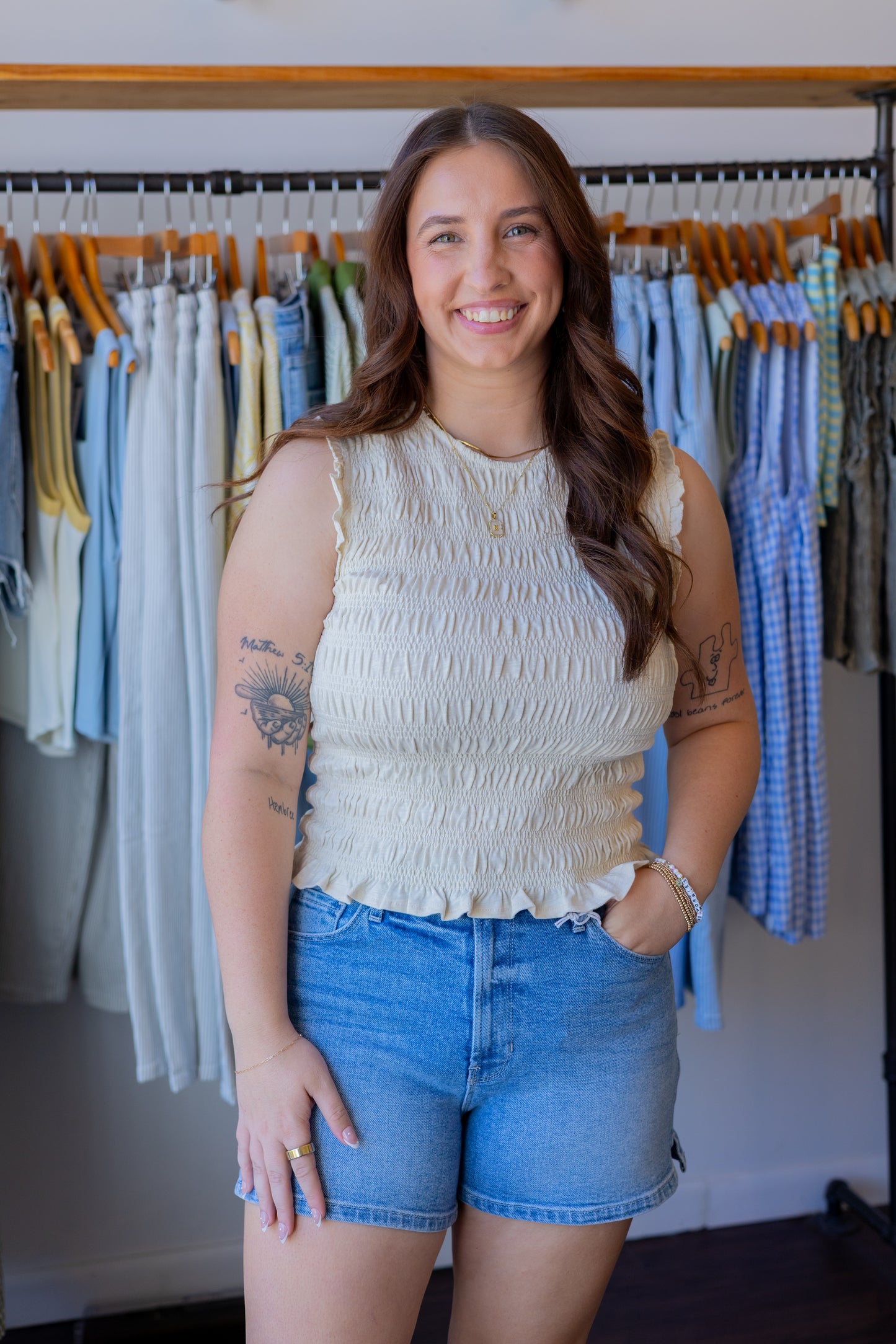Sleeveless Smocked Top