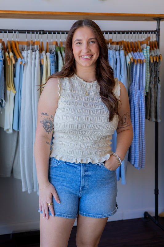 Sleeveless Smocked Top