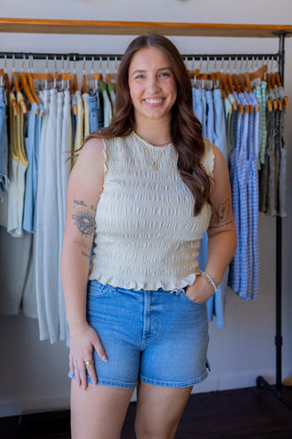 Sleeveless Smocked Top