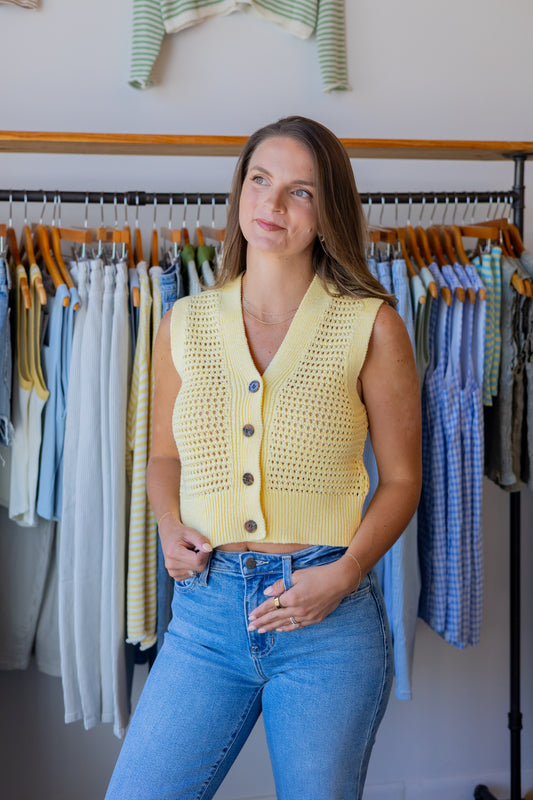 Open Knit Sleeveless Cardigan