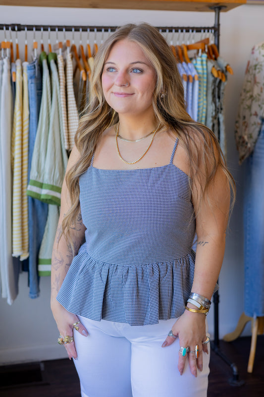 Gingham Strapped Blouse