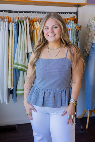Gingham Strapped Blouse