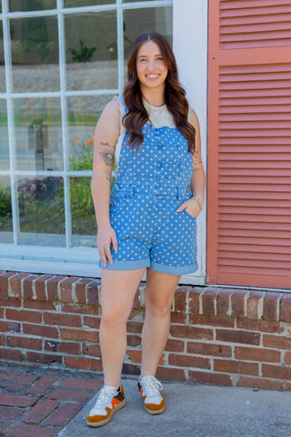 Polka Dot Denim Overalls