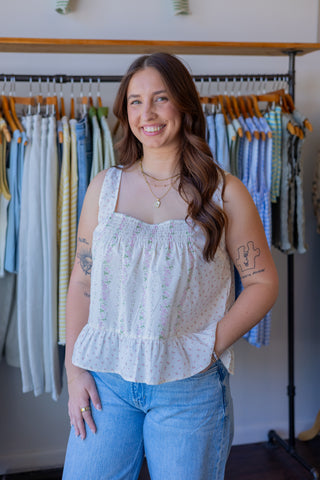 Floral Ruffle Tank Top