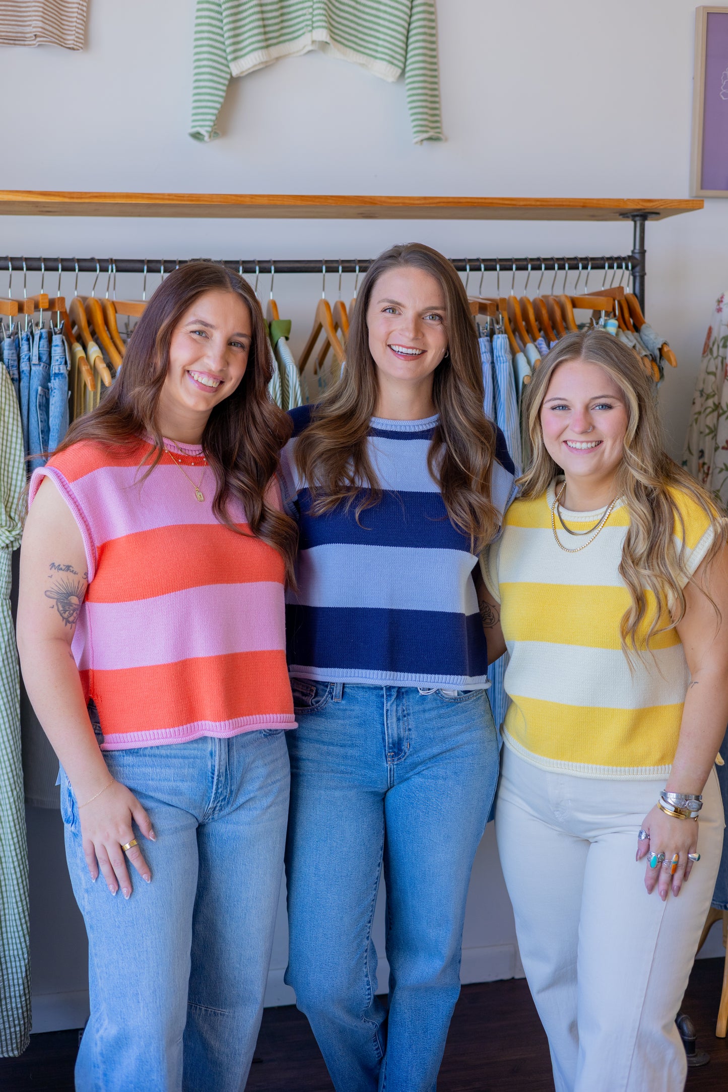 Striped Cap Sleeve Sweater