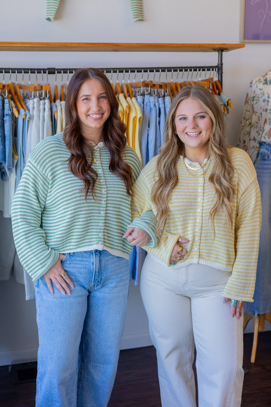 Stripe Front Button Cardigan