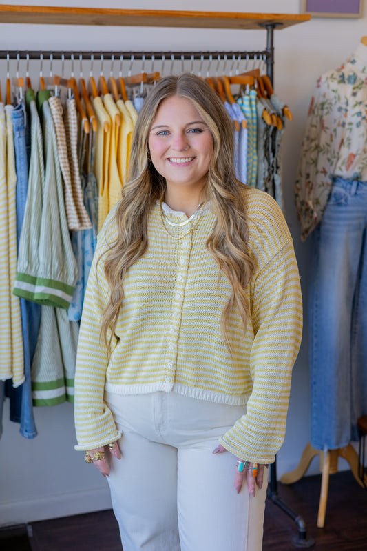 Stripe Front Button Cardigan