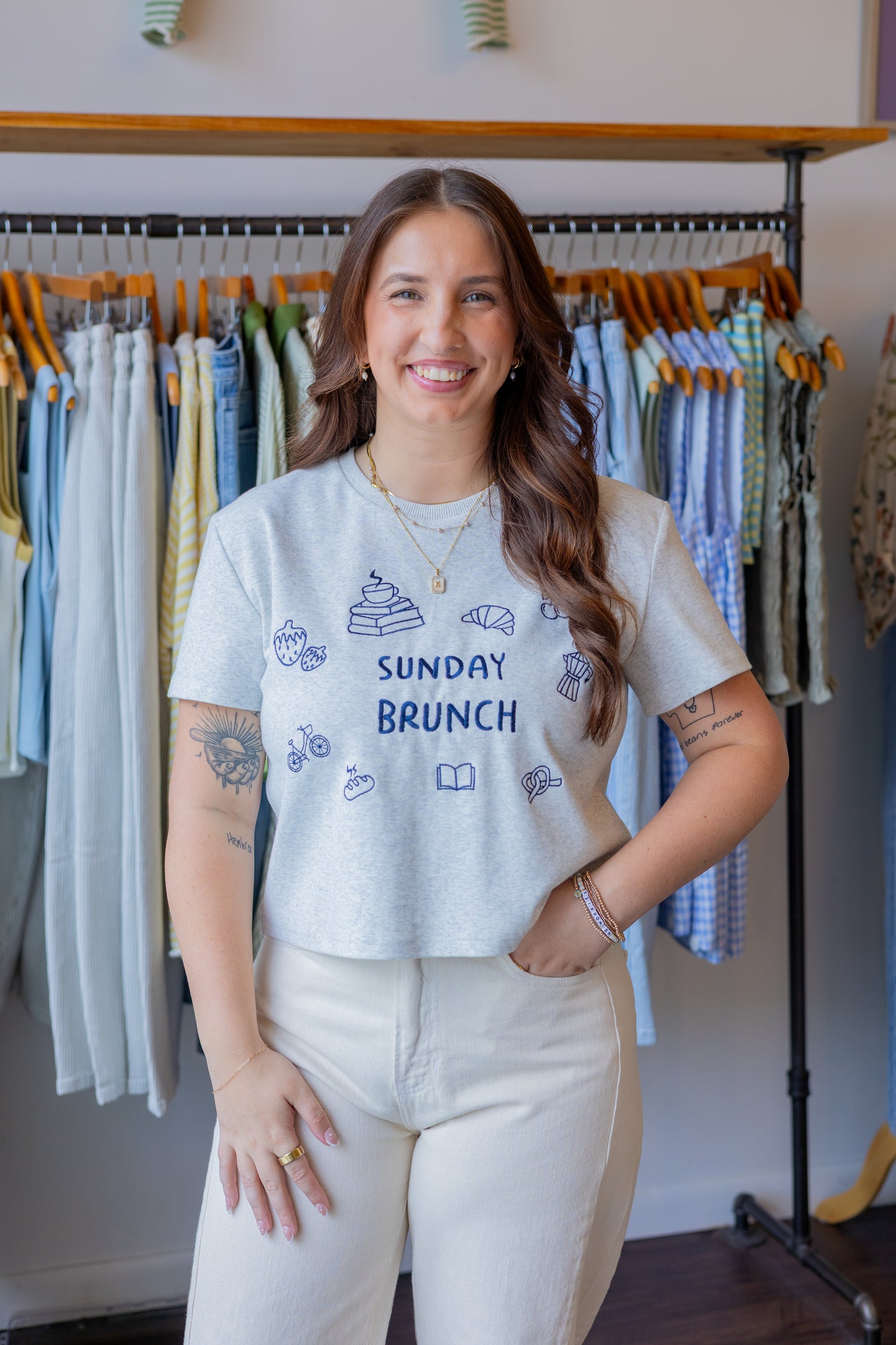 Sunday Brunch Embroidered T-Shirt