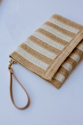 Stripe Straw Clutch