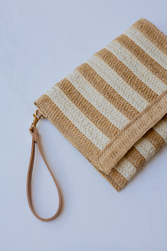 Stripe Straw Clutch