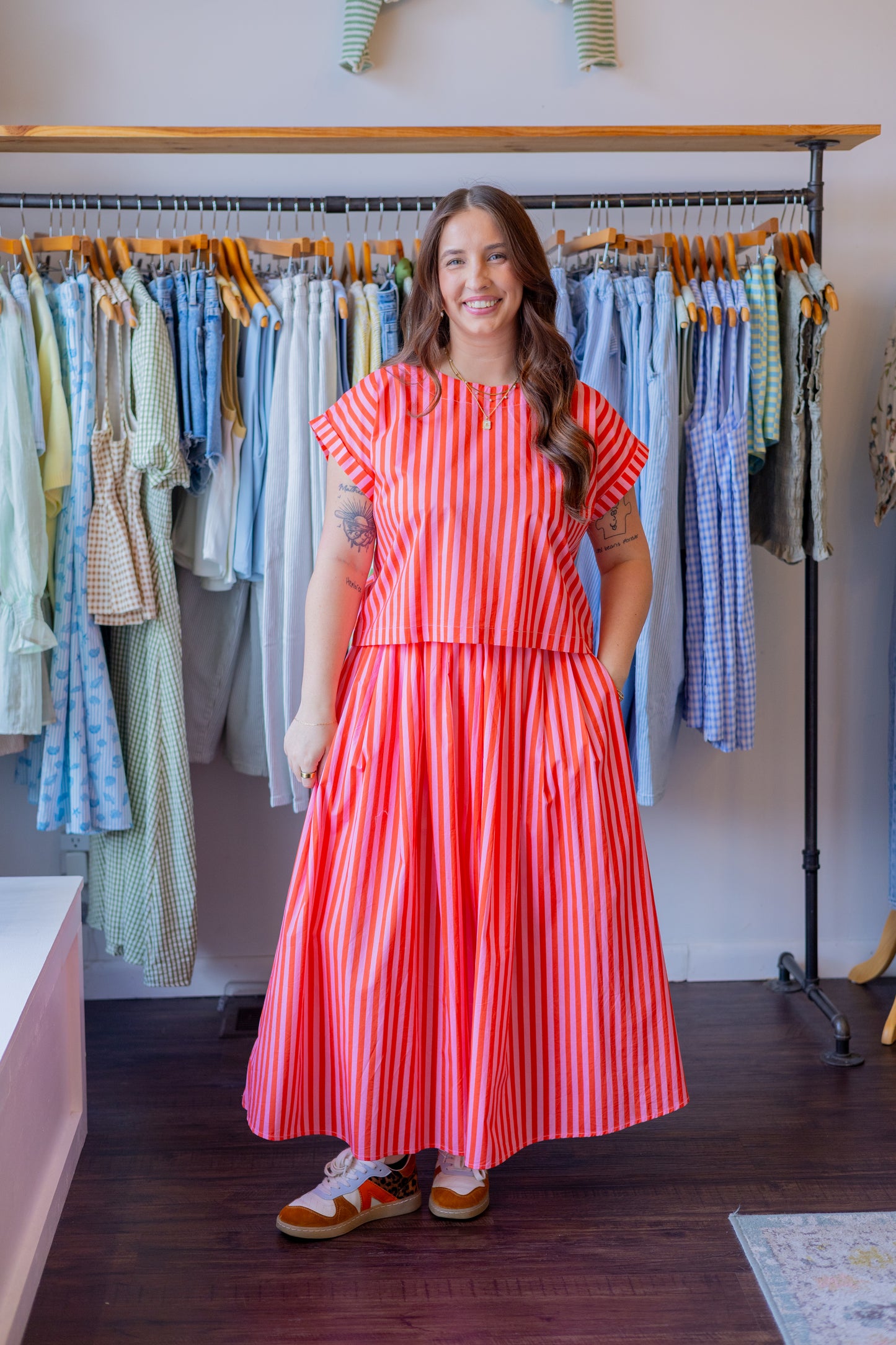 Striped Midi Skirt