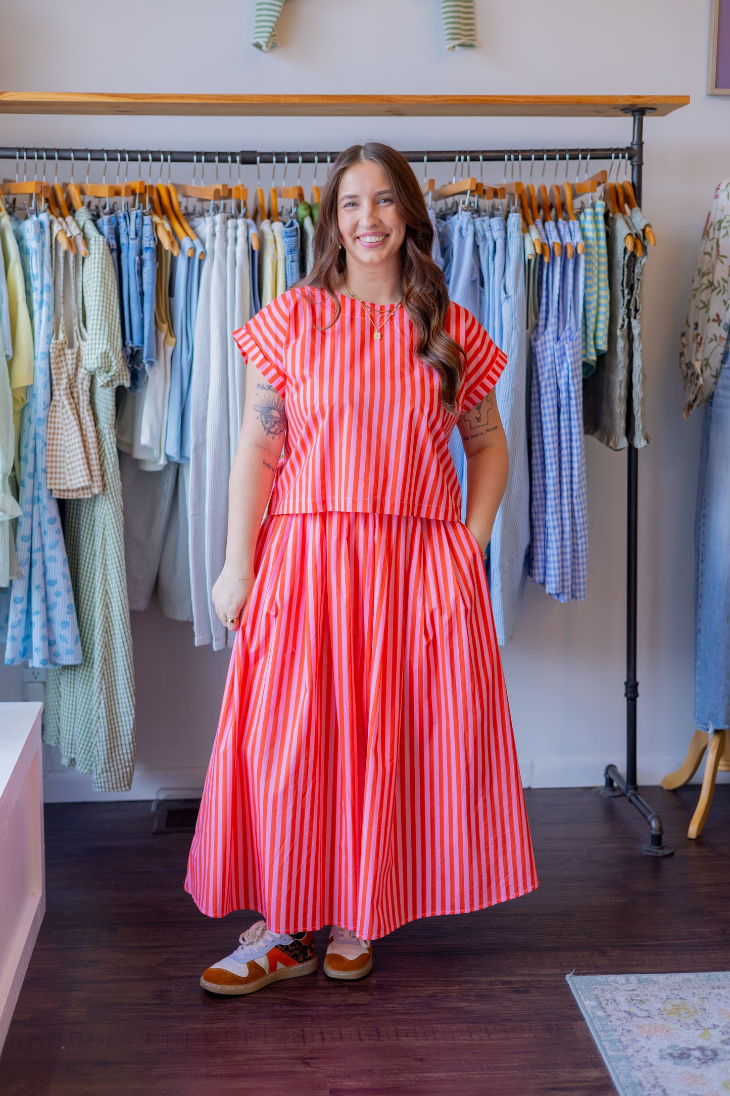 Striped Midi Skirt