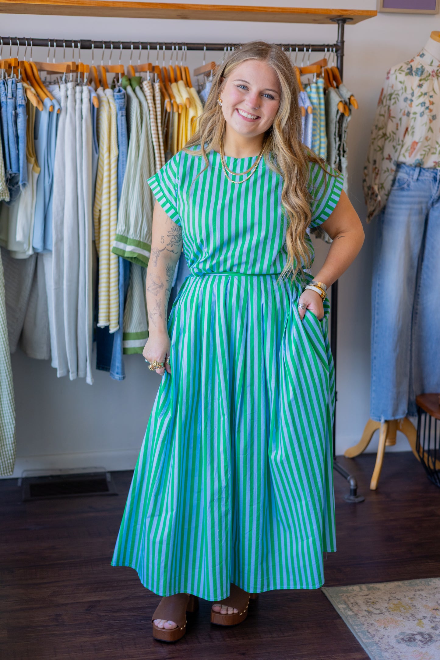 Striped Midi Skirt