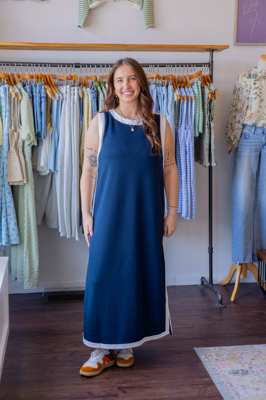 Contrast Binding Midi Dress
