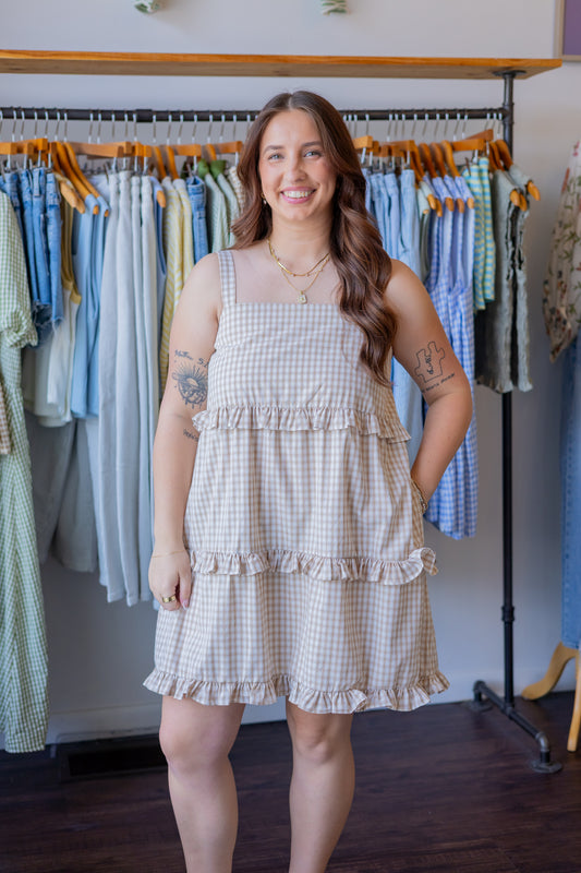 Plaid Ruffle Tiered Mini Dress