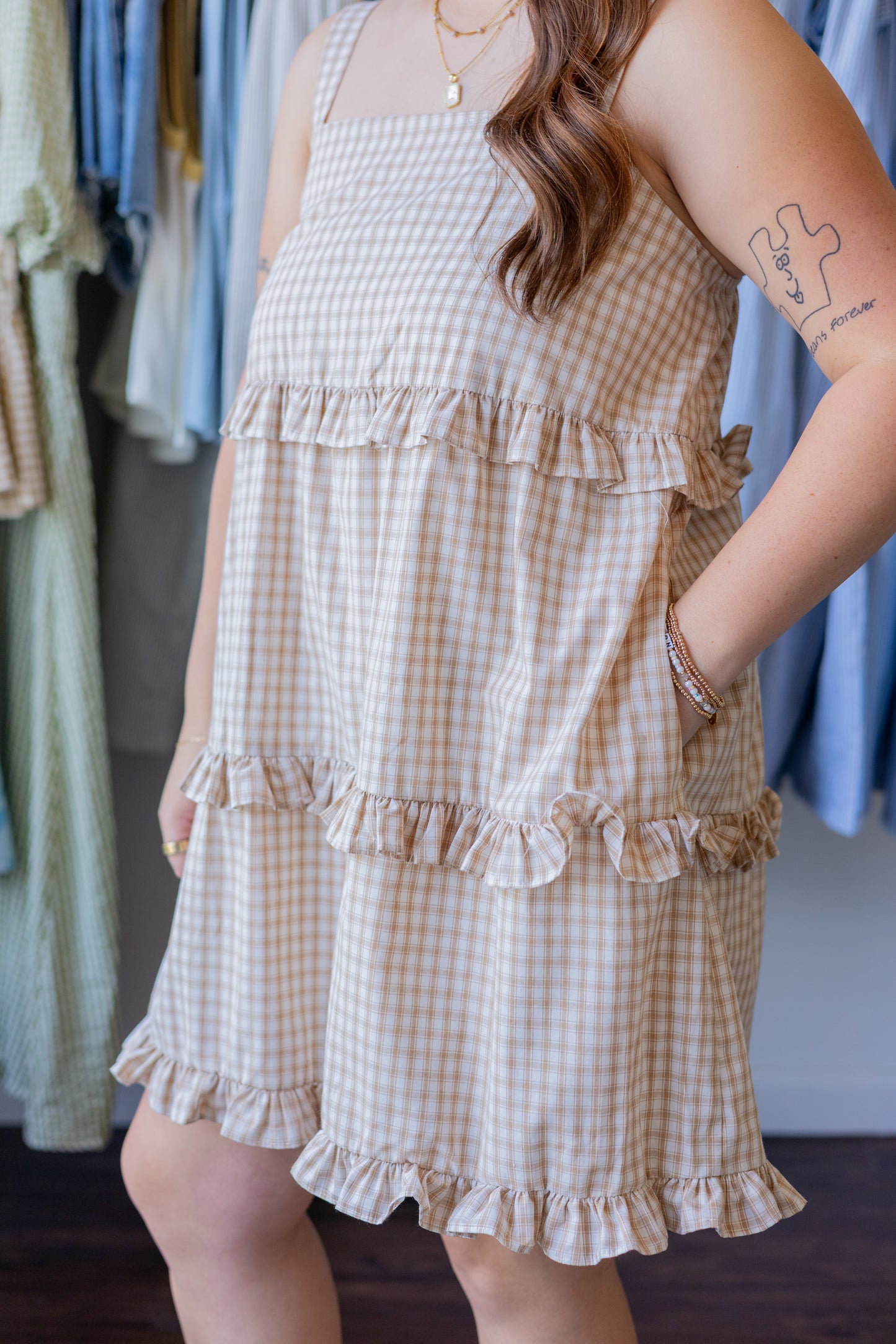 Plaid Ruffle Tiered Mini Dress