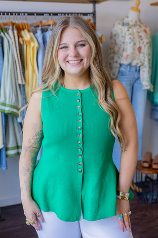 Sleeveless Button Down Top