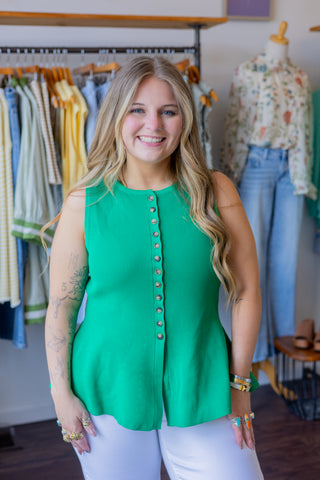 Sleeveless Button Down Top