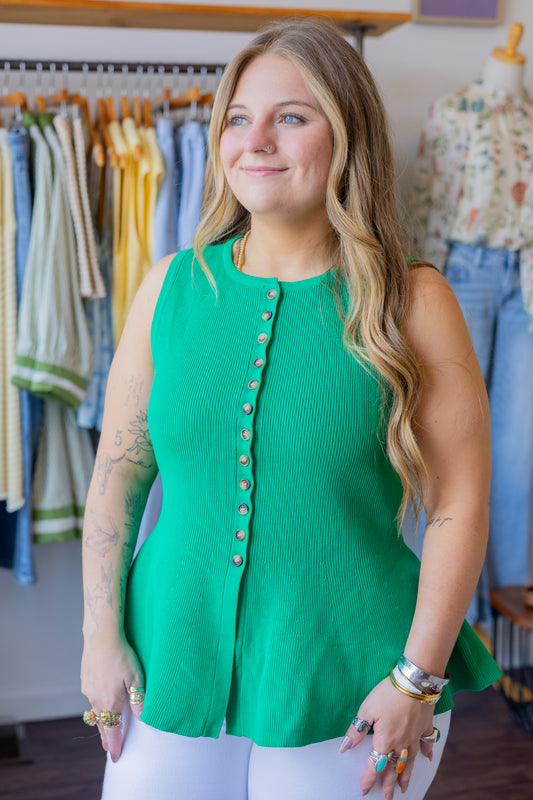 Sleeveless Button Down Top