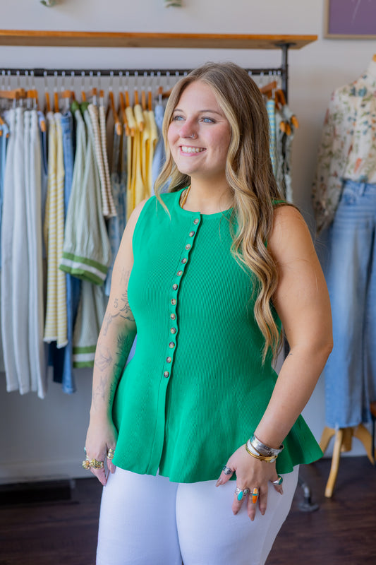 Sleeveless Button Down Top