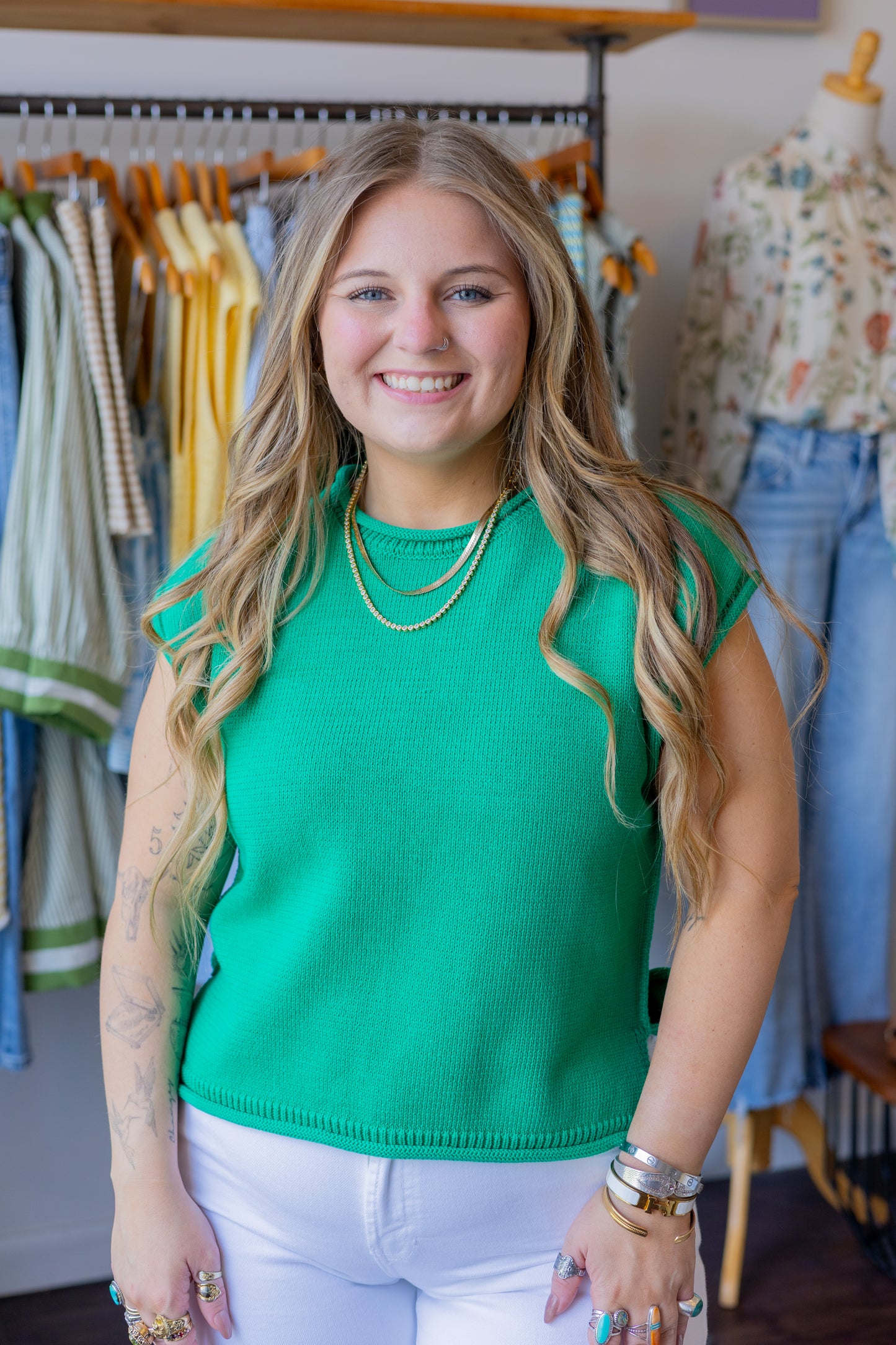 Solid Cap Sleeve Knit Top