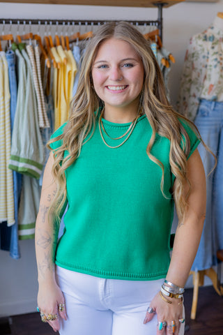 Solid Cap Sleeve Knit Top