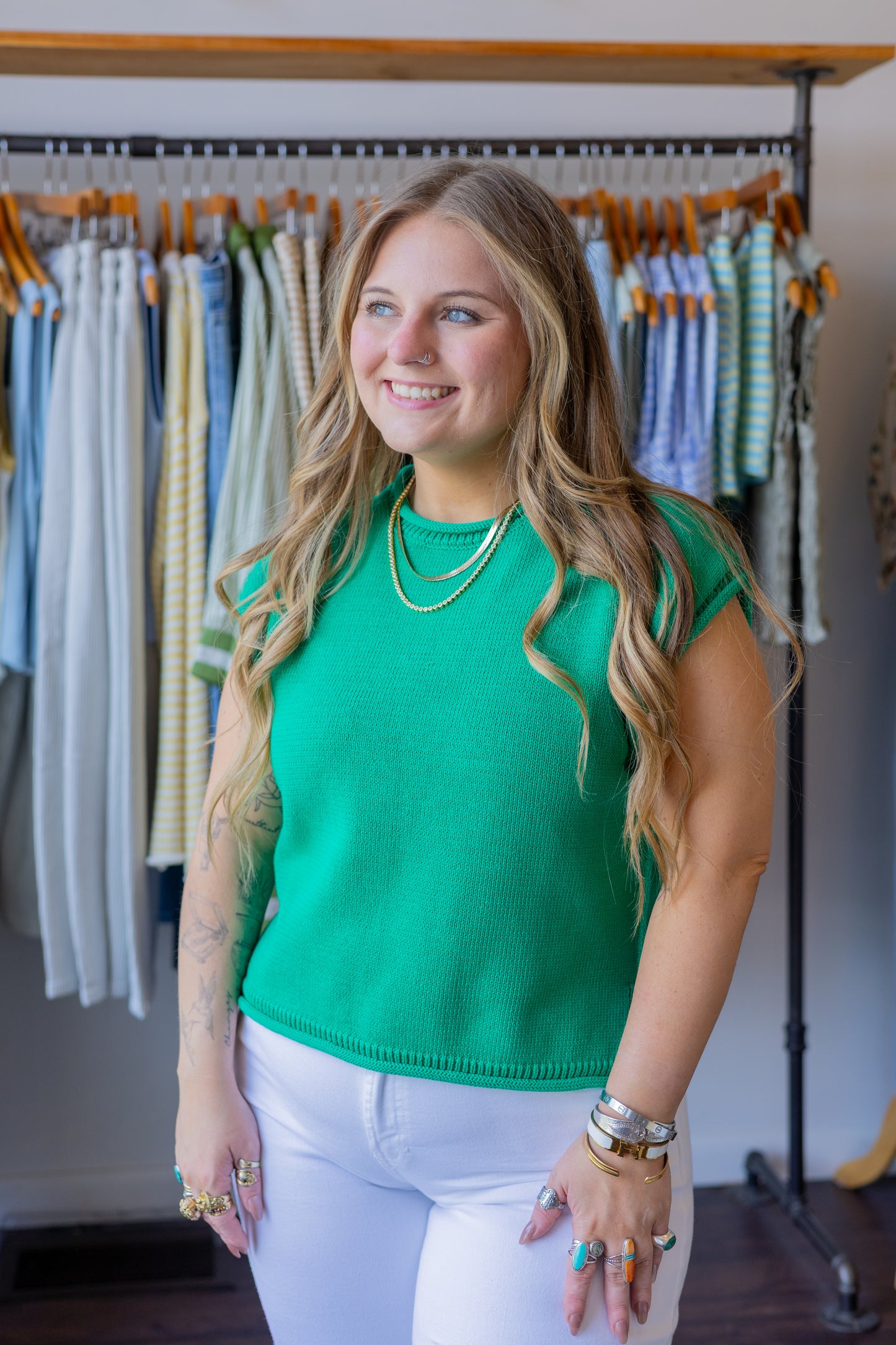 Solid Cap Sleeve Knit Top
