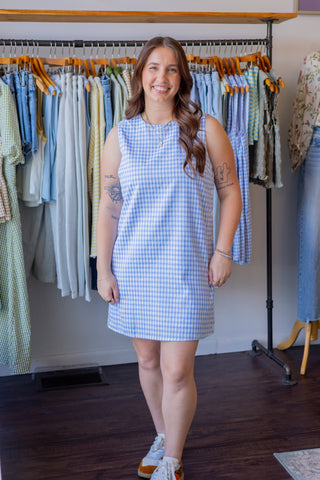 Side Button Plaid Mini Dress