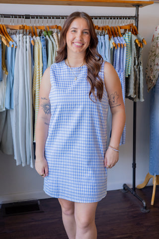 Side Button Plaid Mini Dress