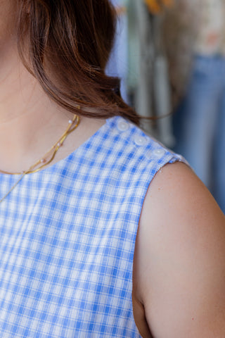 Side Button Plaid Mini Dress