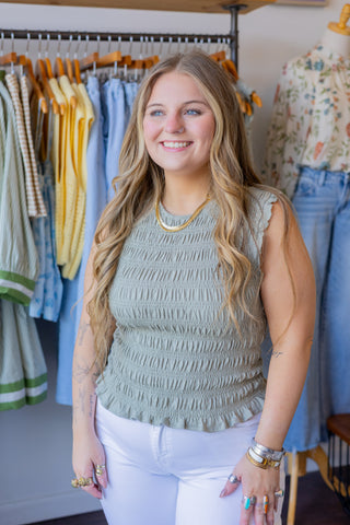 Sleeveless Smocked Top