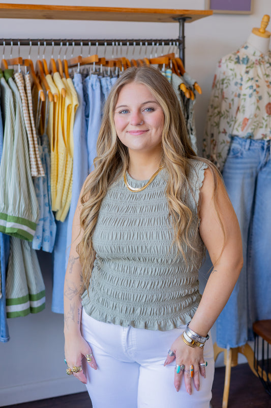 Sleeveless Smocked Top