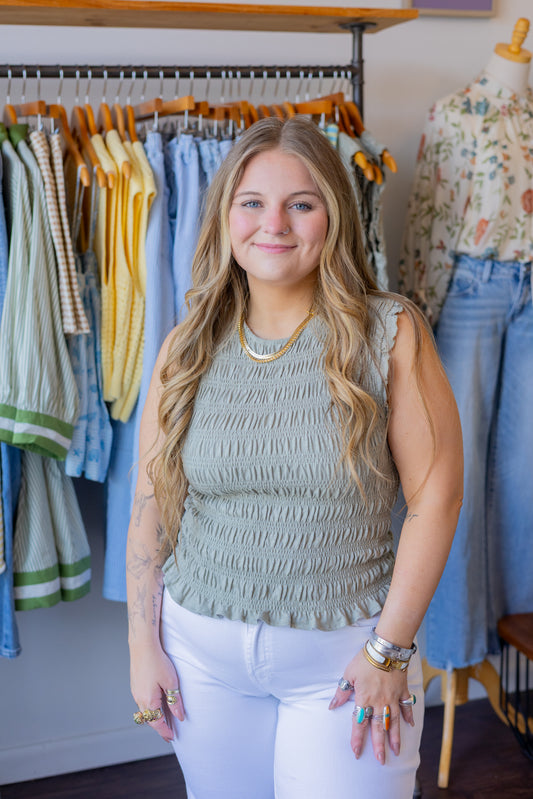Sleeveless Smocked Top