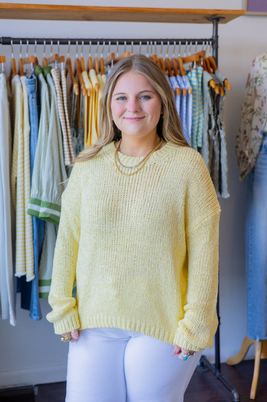 Mock Neck Open-Knit Sweater