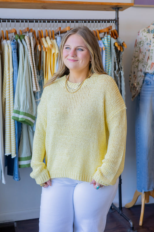Mock Neck Open-Knit Sweater