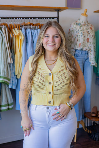 Open Knit Sleeveless Cardigan