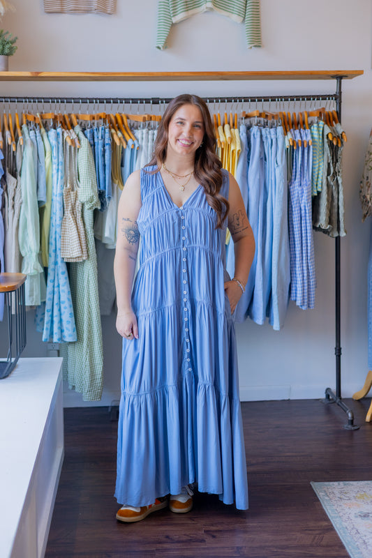 Textured Button-Up Maxi Dress